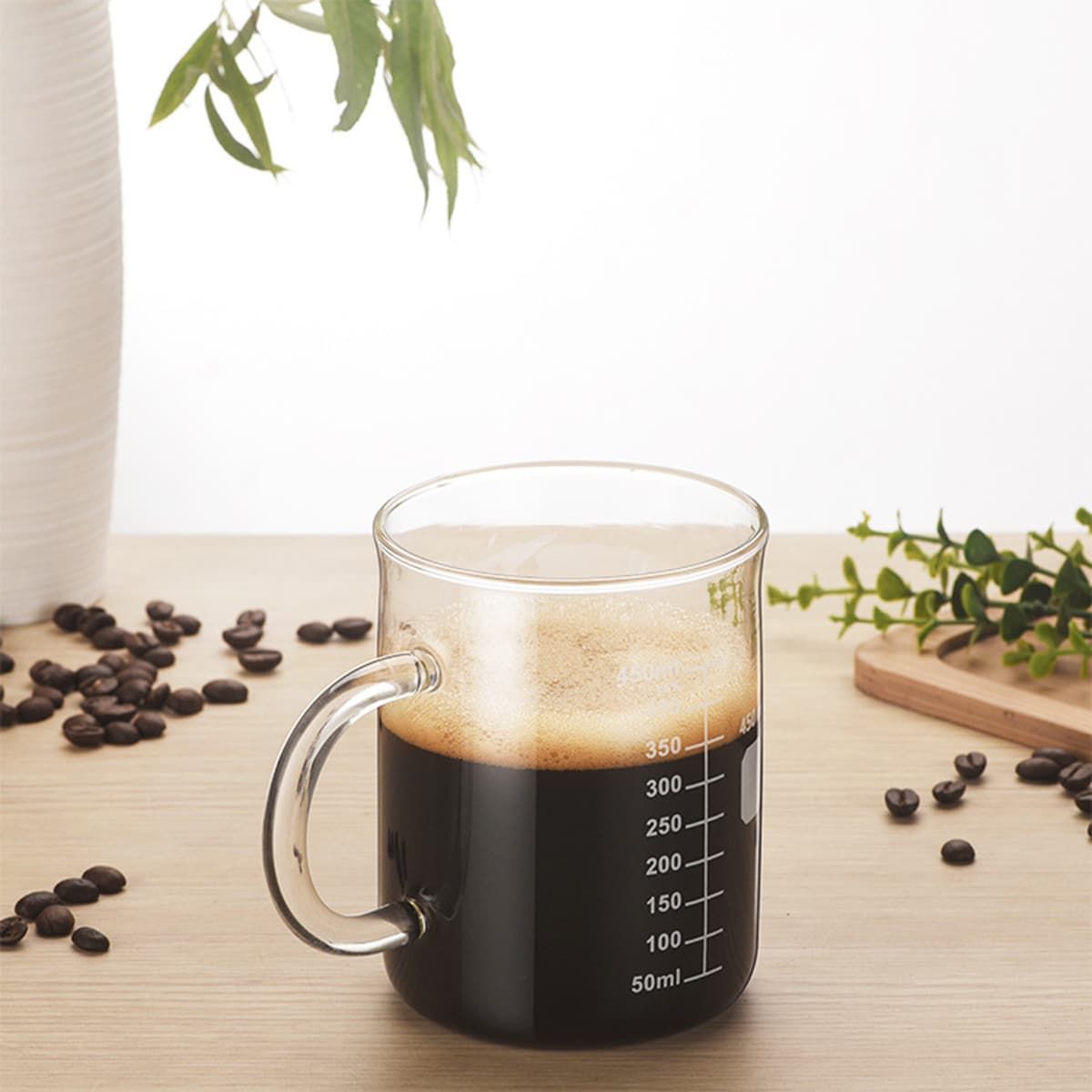 1 PCS Transparent tape with high borosilicate glass cup, coffee cup, coffee sharing cup with scale identification Featured on Tiktok