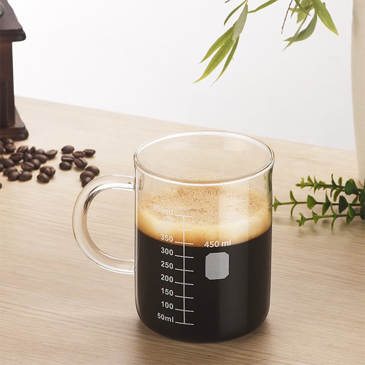 1 PCS Transparent tape with high borosilicate glass cup, coffee cup, coffee sharing cup with scale identification Featured on Tiktok