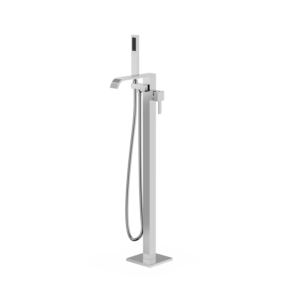 Freestanding Tub Filler Waterfall Bathtub Faucet Chrome High Flow Floor Mount Brass Single Handle Bathroom Faucets with Hand Shower CUPC Certified Export Trade
