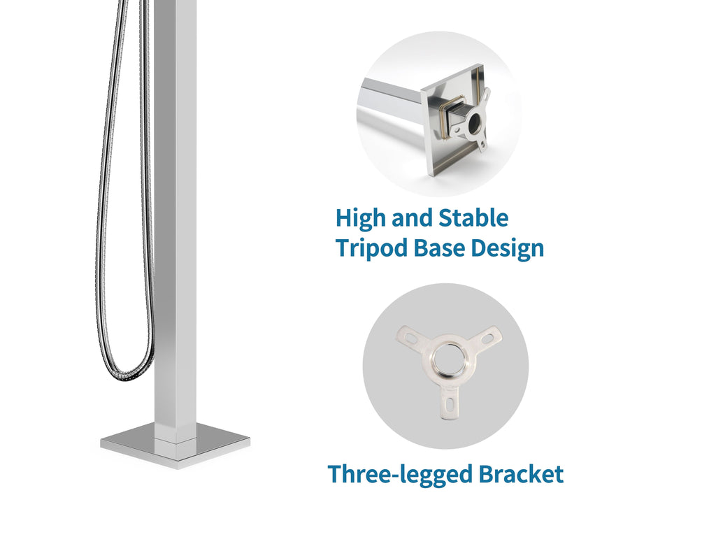 Freestanding Tub Filler Waterfall Bathtub Faucet Chrome High Flow Floor Mount Brass Single Handle Bathroom Faucets with Hand Shower CUPC Certified Export Trade