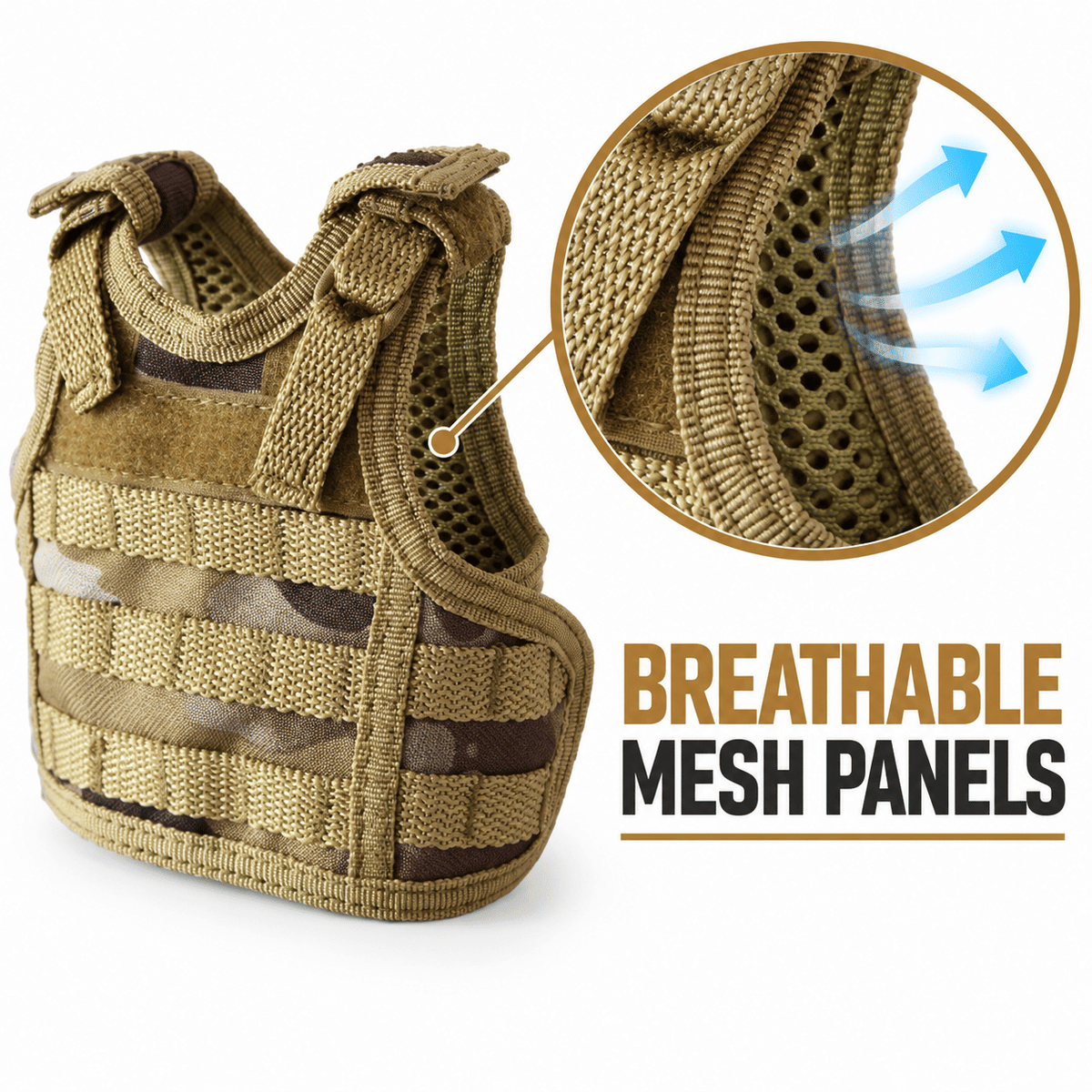 Mini Tactical Vest Can Cooler Sleeve, Adjustable Beverage Holder Cover with Utility Webbing and Mesh Panels, Novelty Drink Accessory for Camping, Parties and Gifts