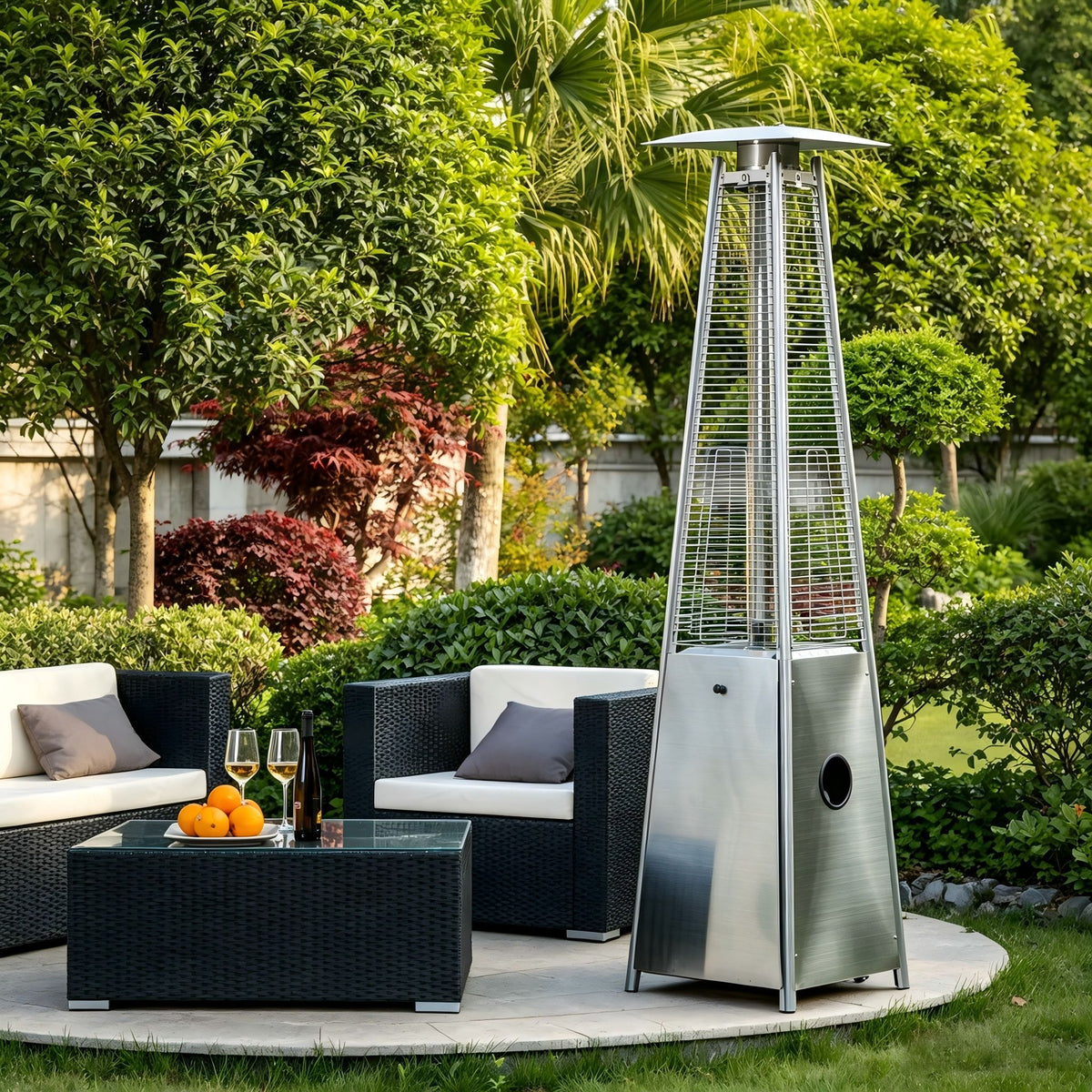Outdoor Flame Tower Patio Heater - Stainless Steel