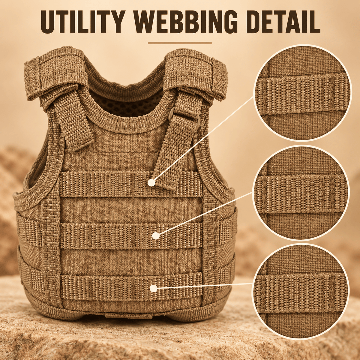 Mini Tactical Vest Can Cooler Sleeve, Adjustable Beverage Holder Cover with Utility Webbing and Mesh Panels, Novelty Drink Accessory for Camping, Parties and Gifts