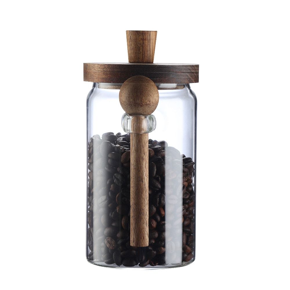 Glass Coffee Jars with Spoons, Candy Jars, Biscuit Jars, Storage Jars, Tea Jars, Snack Jars, Seasoning Jars, Salt Jars, Pepper Jars