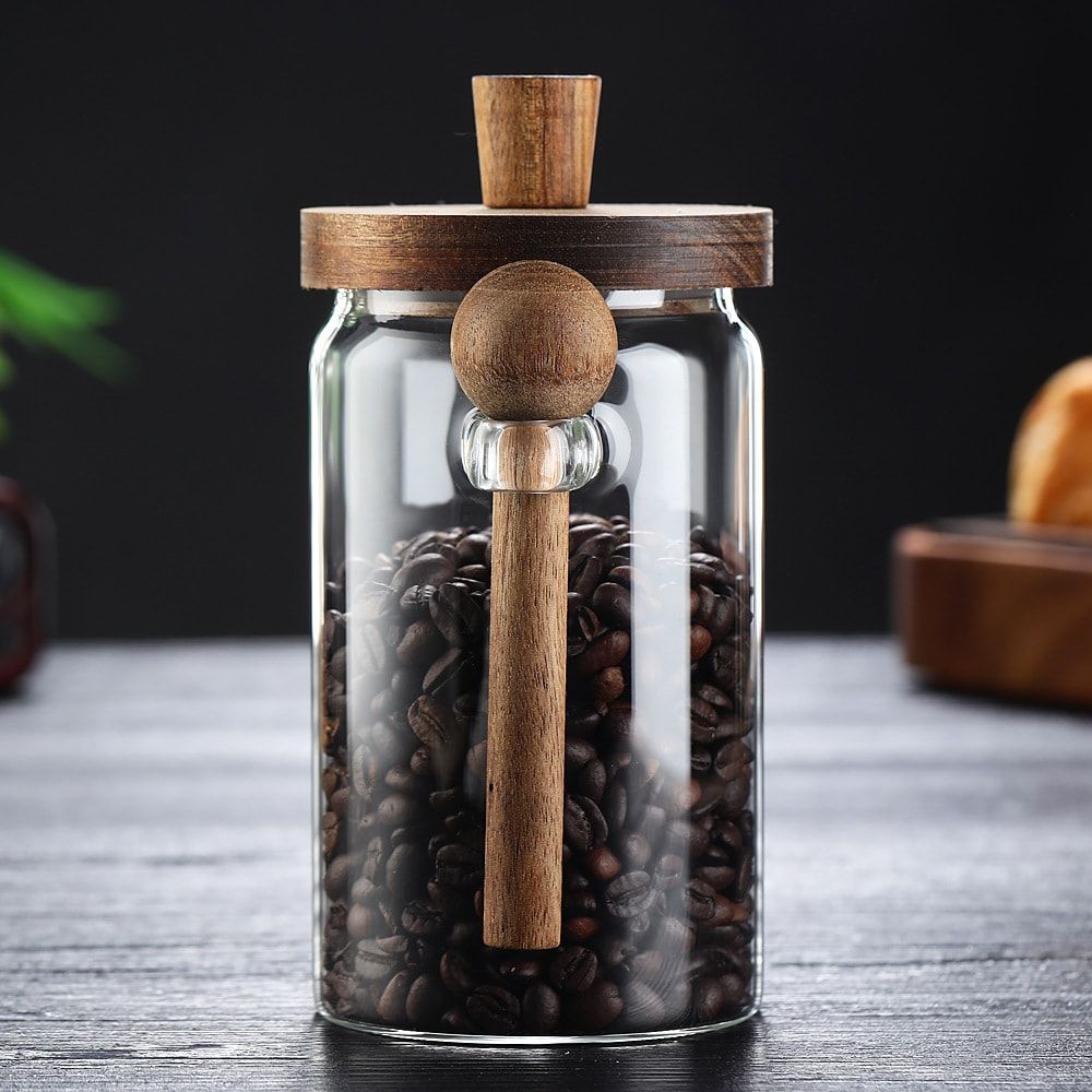 Glass Coffee Jars with Spoons, Candy Jars, Biscuit Jars, Storage Jars, Tea Jars, Snack Jars, Seasoning Jars, Salt Jars, Pepper Jars