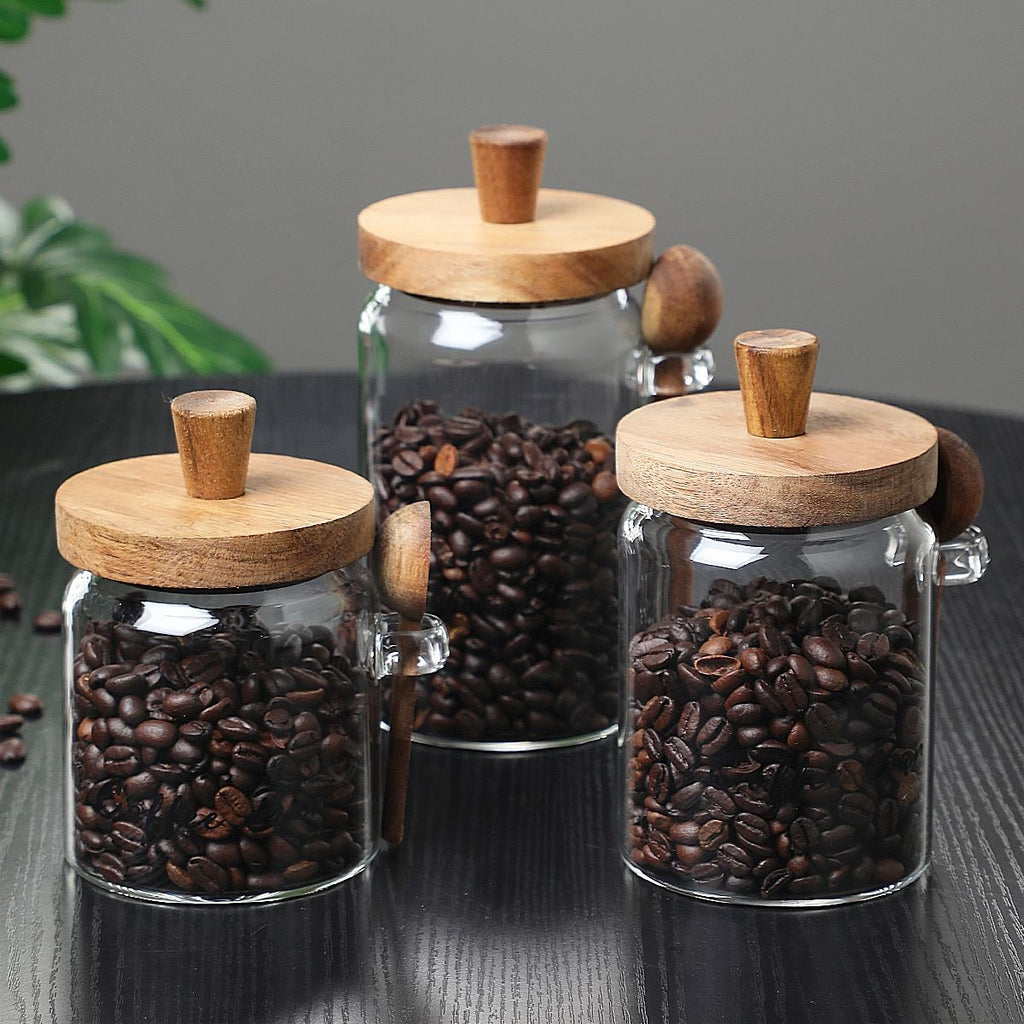 1 Pcs 15 OZ Glass Coffee Jars With Spoons, Candy Jars, Biscuit Jars, Storage Jars, Tea Jars, Snack Jars, Seasoning Jars, Salt Jars, Pepper Jars