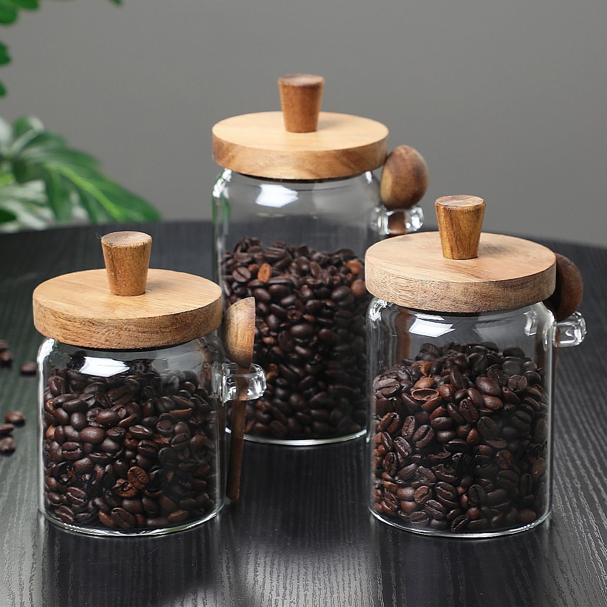 1 Pcs 15 OZ Glass Coffee Jars With Spoons, Candy Jars, Biscuit Jars, Storage Jars, Tea Jars, Snack Jars, Seasoning Jars, Salt Jars, Pepper Jars