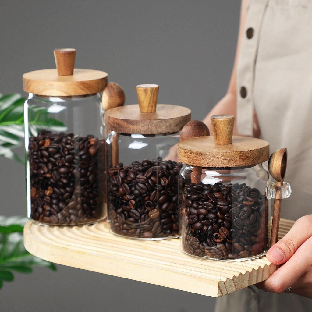 1 Pcs 15 OZ Glass Coffee Jars With Spoons, Candy Jars, Biscuit Jars, Storage Jars, Tea Jars, Snack Jars, Seasoning Jars, Salt Jars, Pepper Jars