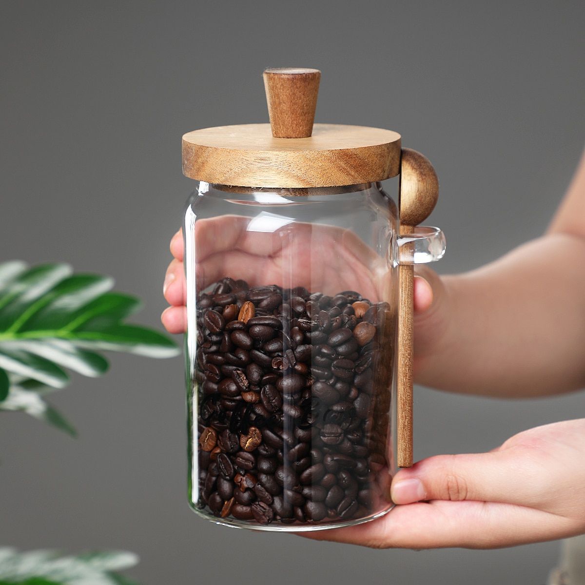 1 Pcs 15 OZ Glass Coffee Jars With Spoons, Candy Jars, Biscuit Jars, Storage Jars, Tea Jars, Snack Jars, Seasoning Jars, Salt Jars, Pepper Jars