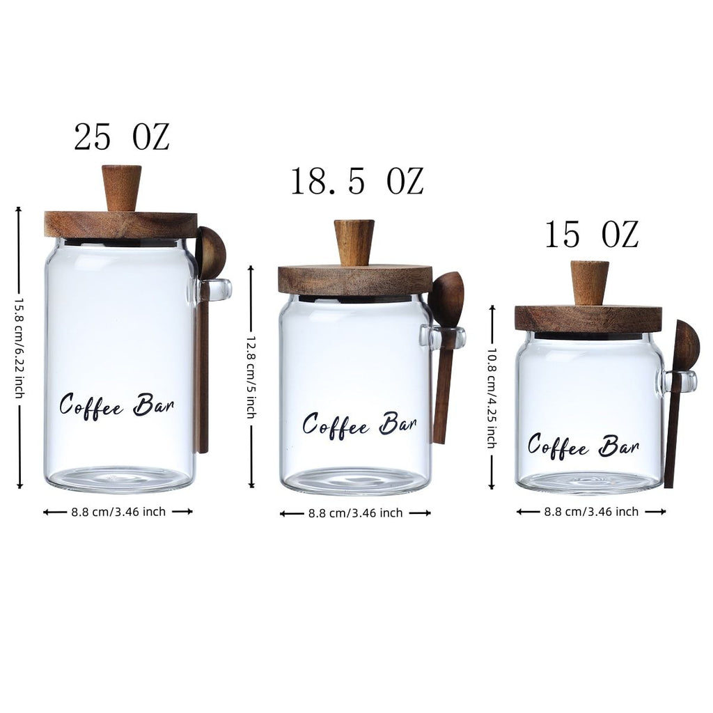 1 Pcs 15 OZ Glass Coffee Jars With Spoons, Candy Jars, Biscuit Jars, Storage Jars, Tea Jars, Snack Jars, Seasoning Jars, Salt Jars, Pepper Jars