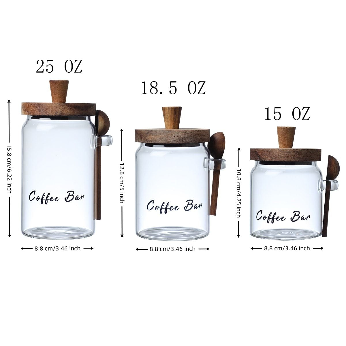 1 Pcs 15 OZ Glass Coffee Jars With Spoons, Candy Jars, Biscuit Jars, Storage Jars, Tea Jars, Snack Jars, Seasoning Jars, Salt Jars, Pepper Jars