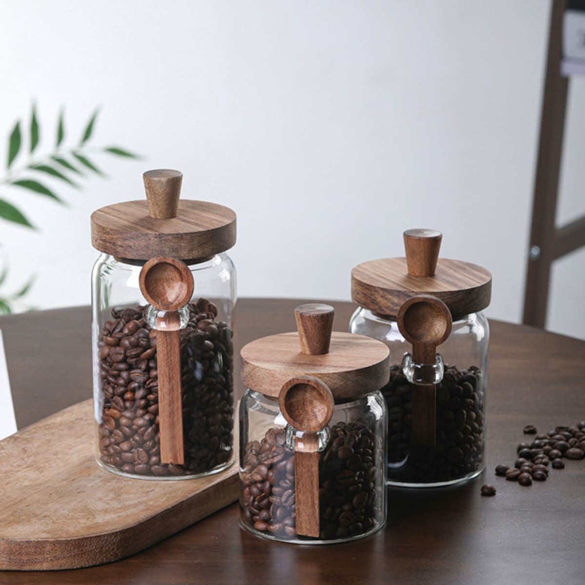 1 Pcs 25 OZ Glass Coffee Jars with Spoons, Candy Jars, Biscuit Jars, Storage Jars, Tea Jars, Snack Jars, Seasoning Jars, Salt Jars, Pepper Jars