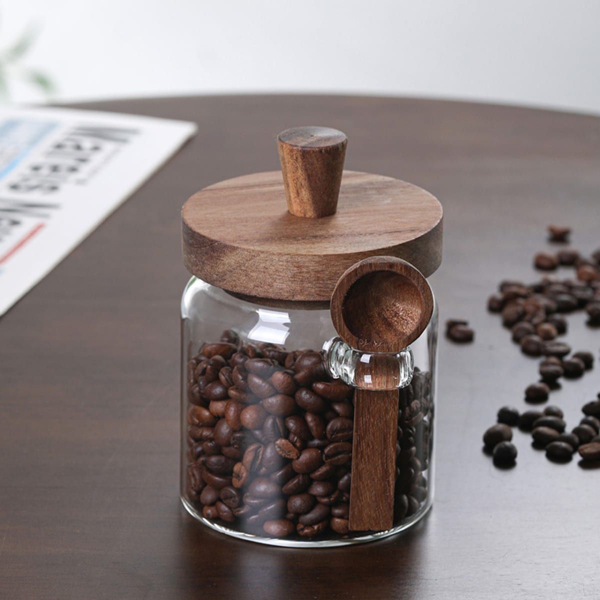 1 Pcs 25 OZ Glass Coffee Jars with Spoons, Candy Jars, Biscuit Jars, Storage Jars, Tea Jars, Snack Jars, Seasoning Jars, Salt Jars, Pepper Jars
