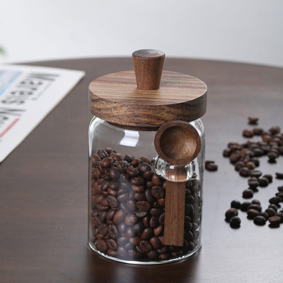 1 Pcs 25 OZ Glass Coffee Jars with Spoons, Candy Jars, Biscuit Jars, Storage Jars, Tea Jars, Snack Jars, Seasoning Jars, Salt Jars, Pepper Jars