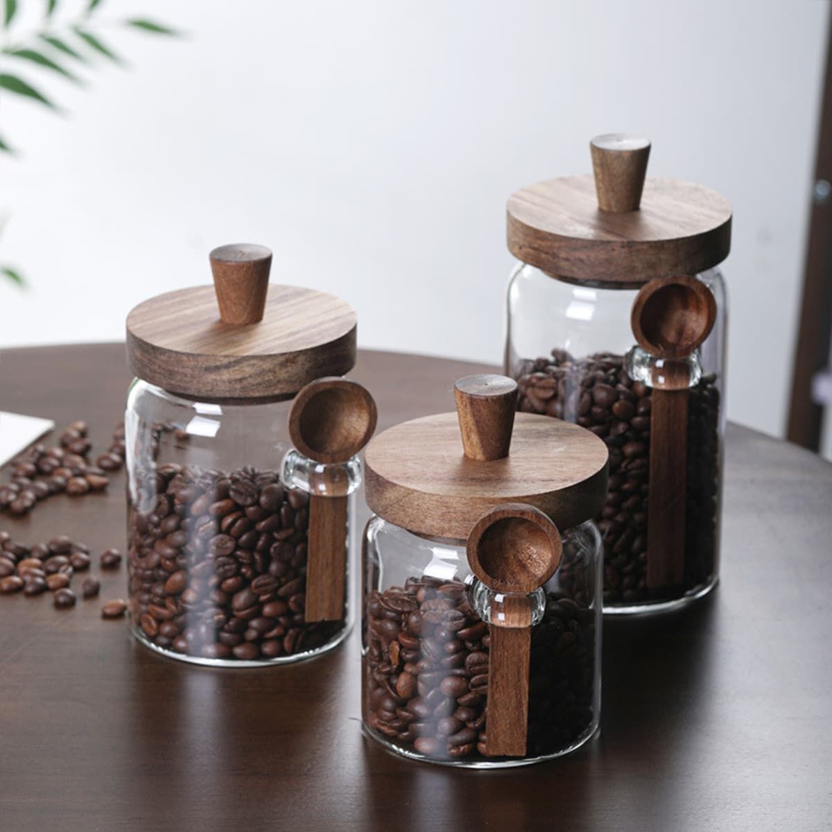 1 Pcs 25 OZ Glass Coffee Jars with Spoons, Candy Jars, Biscuit Jars, Storage Jars, Tea Jars, Snack Jars, Seasoning Jars, Salt Jars, Pepper Jars