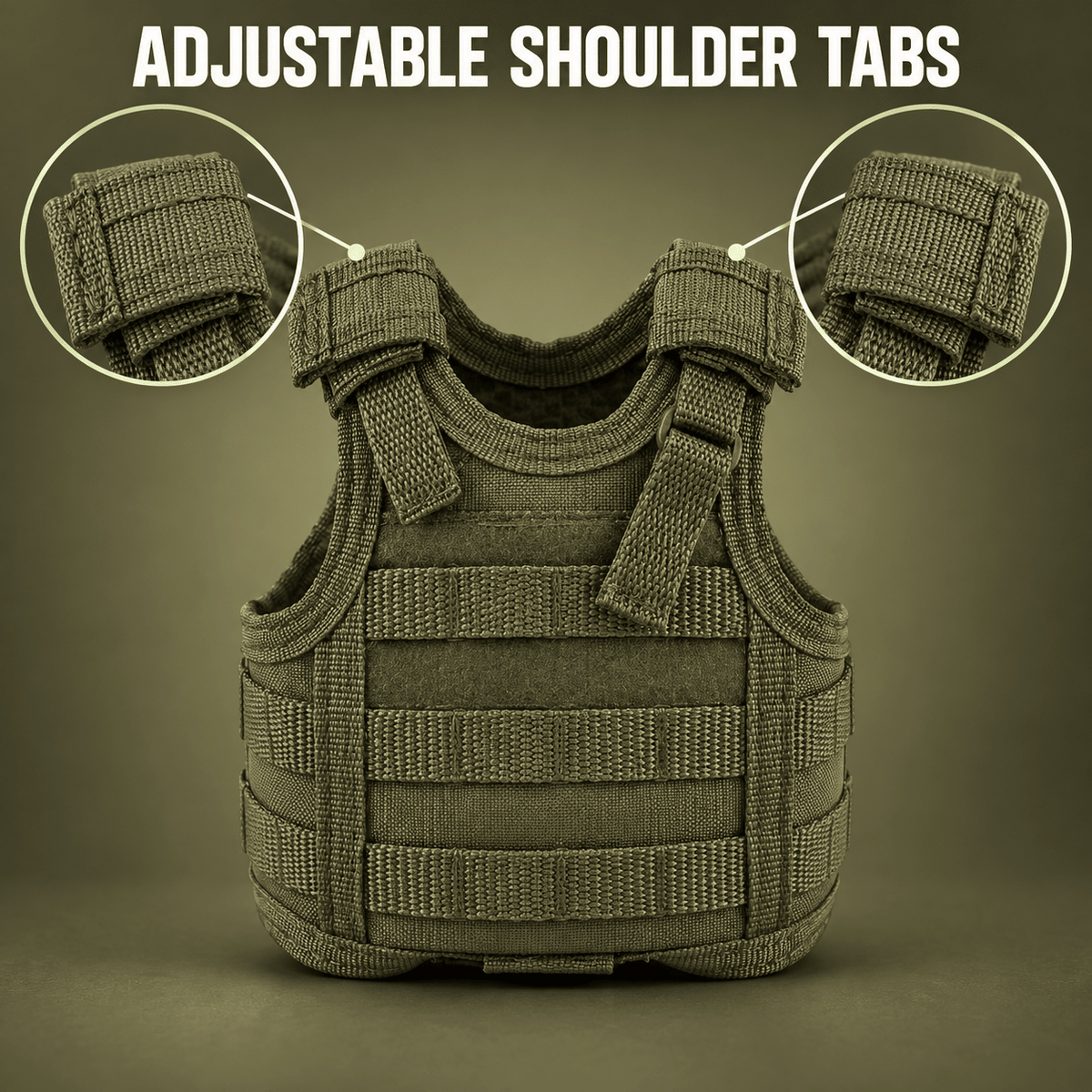 Mini Tactical Vest Can Cooler Sleeve, Adjustable Beverage Holder Cover with Utility Webbing and Mesh Panels, Novelty Drink Accessory for Camping, Parties and Gifts