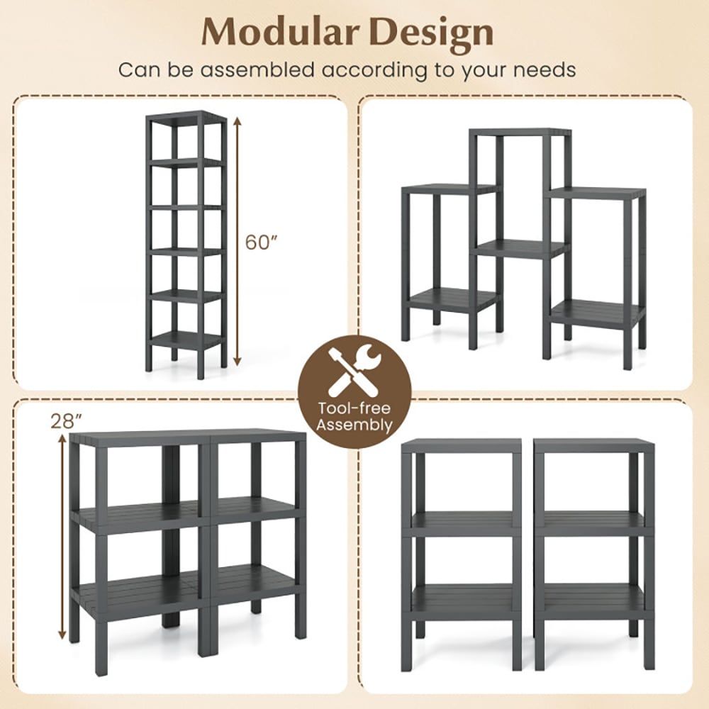 6-Tier Plastic Modular Storage Shelves for Living Room and Kitchen Quality for The Living Room, Bathroom and Kitchen