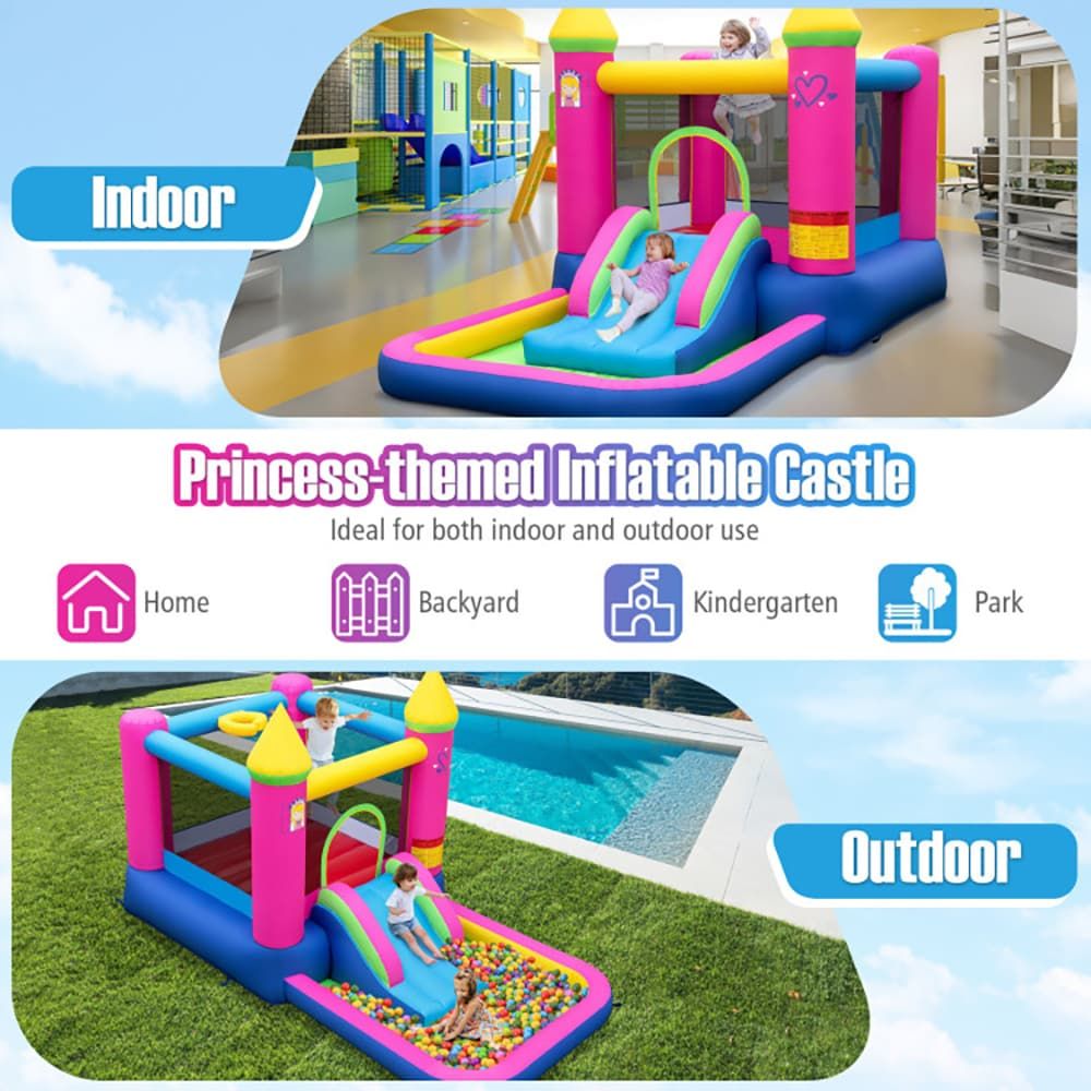 Inflatable Bounce House Cute Princess Bouncy Castle with 520W Blower