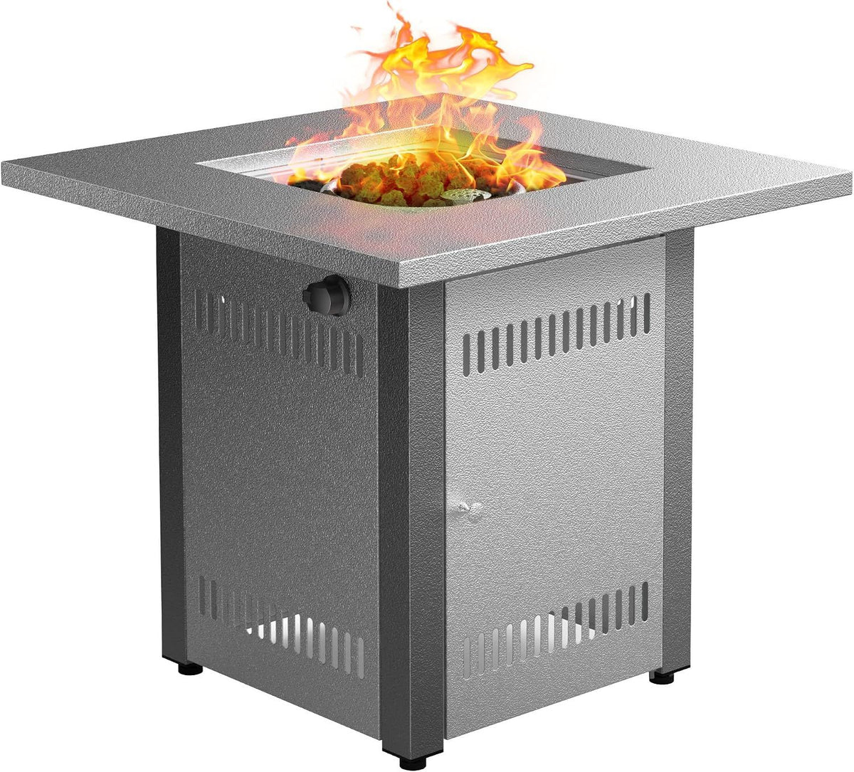 28 Inch Gas Fire Pit - Hammered Silver