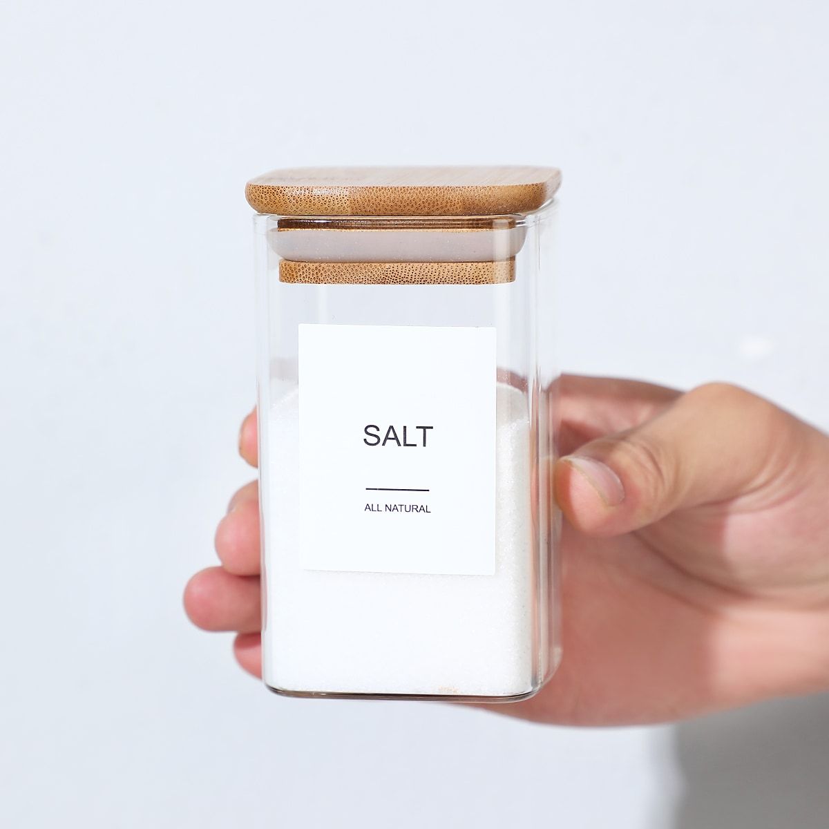 24 Pcs High Borosilicate Glass Spice Jar with Label and Bamboo Lid (24 x 8 Ounces), Spice Container with 72 Printed Labels and 20 Handwritten Labels, Empty Square Seasoning