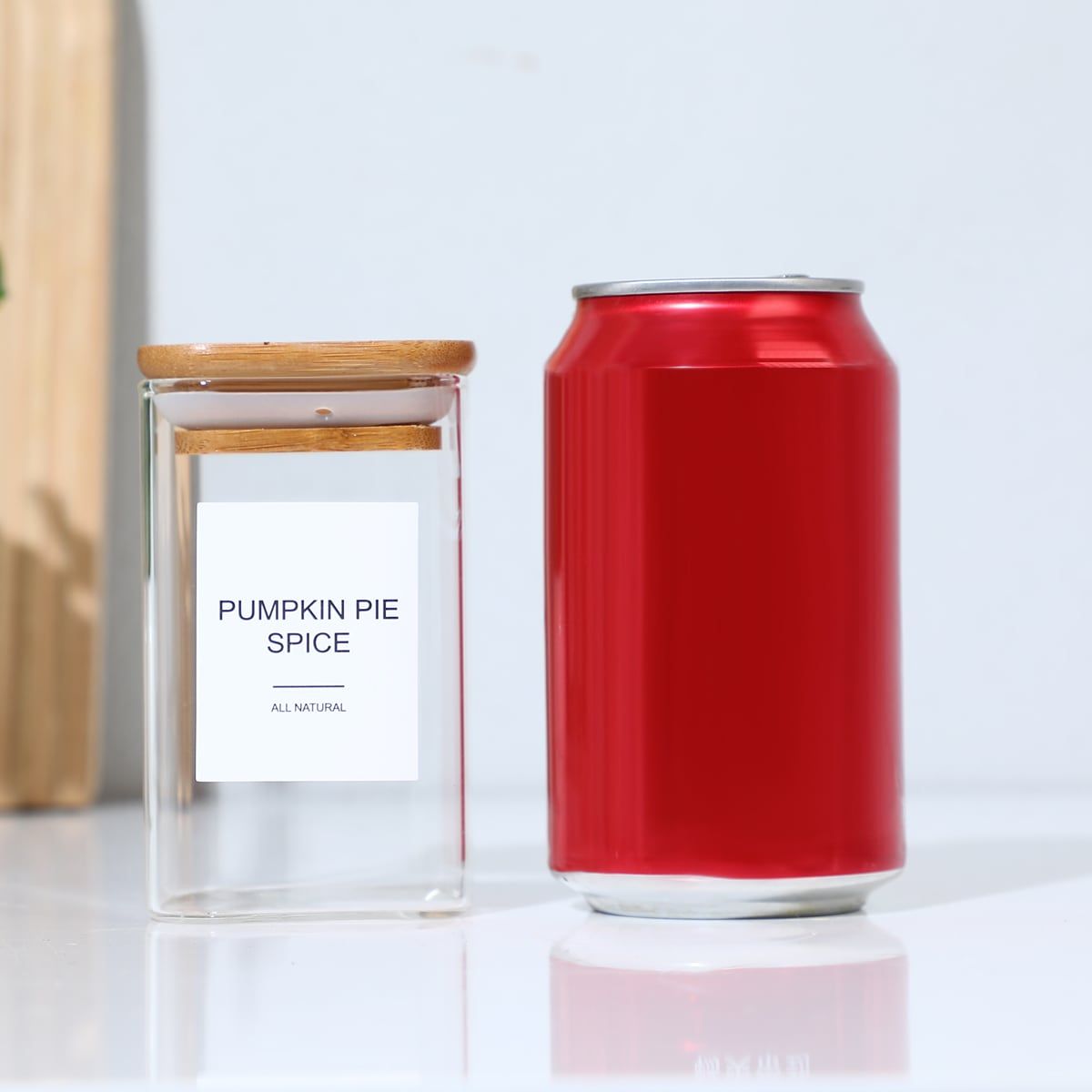 12 Pcs Empty Spice Jars with Label Pack (12x Bamboo Lid Glass Jar). Small 8oz Spice Storage Bottles with 72 Printed Spice Stickers and 20 Writable Pantry Labels for Seasoning Containers