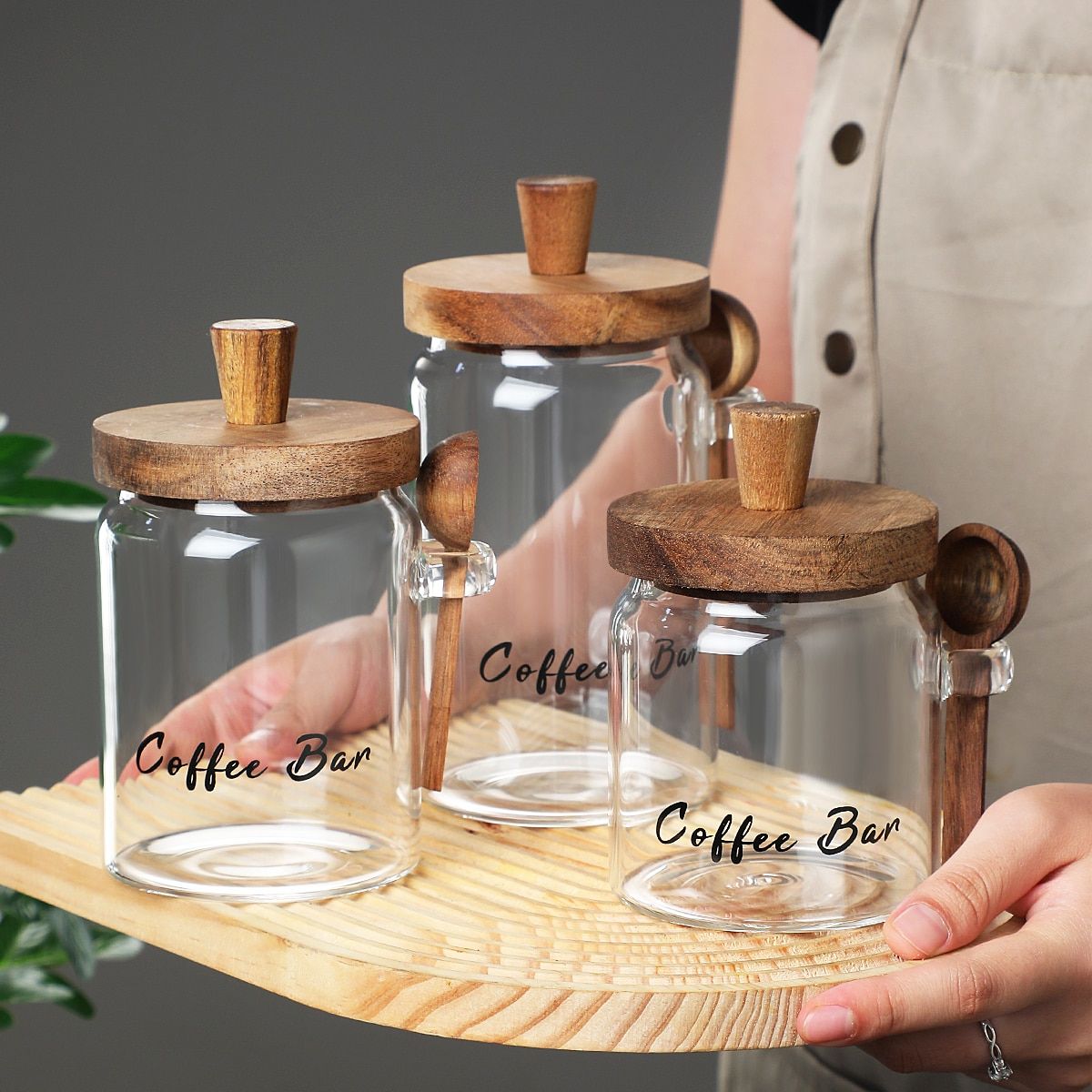1 Pcs 25 OZ Glass Coffee Jars With Spoons, Candy Jars, Biscuit Jars, Storage Jars, Tea Jars, Snack Jars, Seasoning Jars, Salt Jars, Pepper Jars