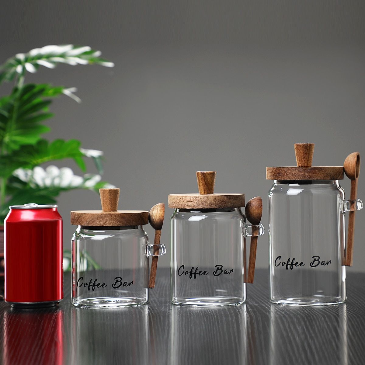 1 Pcs 25 OZ Glass Coffee Jars With Spoons, Candy Jars, Biscuit Jars, Storage Jars, Tea Jars, Snack Jars, Seasoning Jars, Salt Jars, Pepper Jars