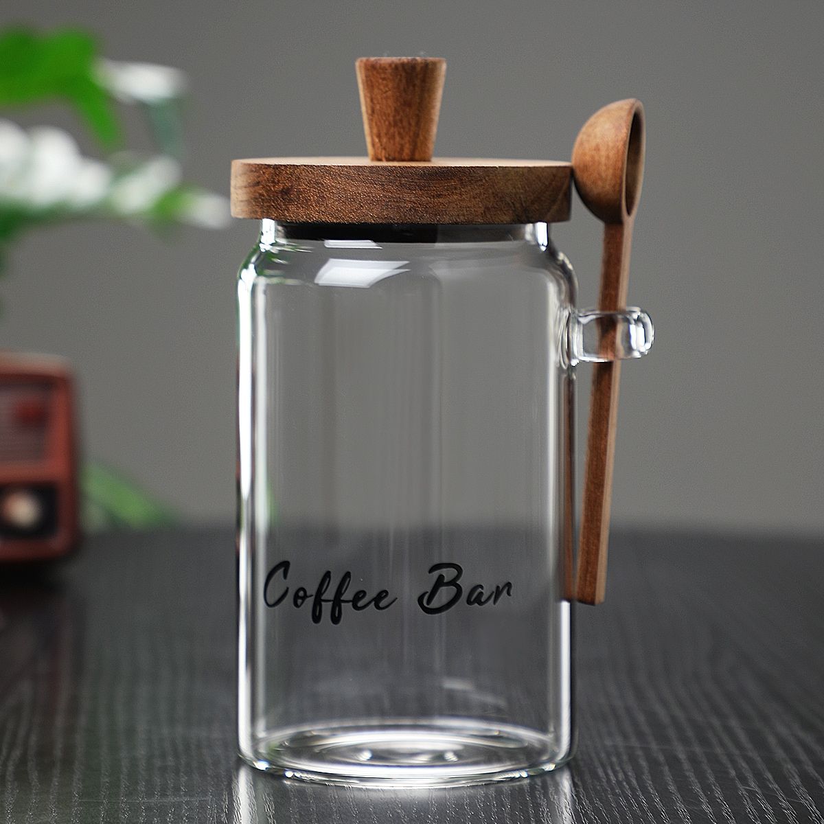 1 Pcs 25 OZ Glass Coffee Jars With Spoons, Candy Jars, Biscuit Jars, Storage Jars, Tea Jars, Snack Jars, Seasoning Jars, Salt Jars, Pepper Jars