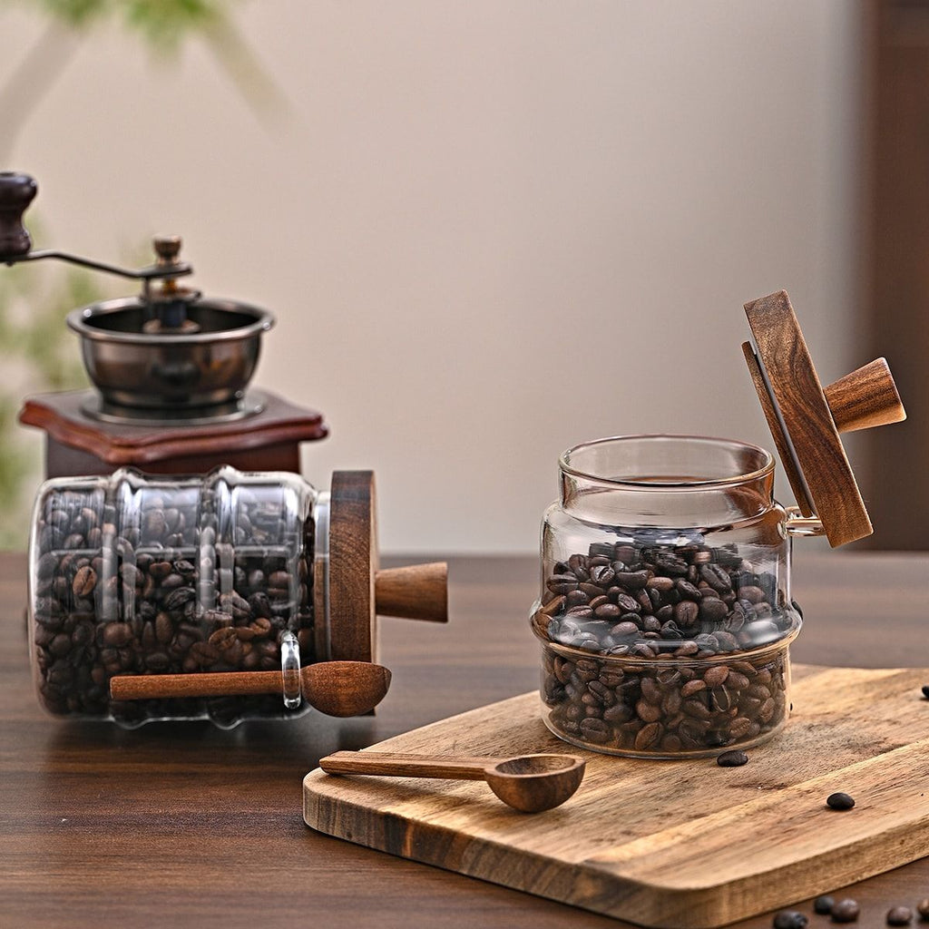 1 Pcs 18.5 OZ Glass Coffee Jars With Spoons, Candy Jars, Biscuit Jars, Storage Jars, Tea Jars, Snack Jars, Seasoning Jars, Salt Jars, Pepper Jars