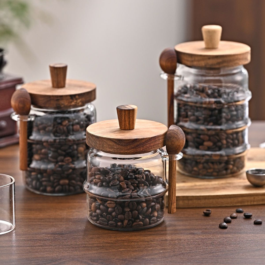 1 Pcs 18.5 OZ Glass Coffee Jars With Spoons, Candy Jars, Biscuit Jars, Storage Jars, Tea Jars, Snack Jars, Seasoning Jars, Salt Jars, Pepper Jars