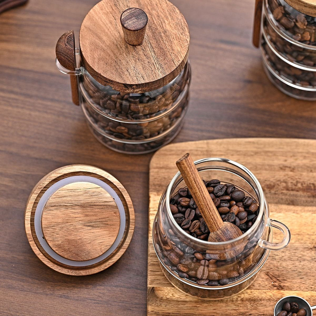 1 Pcs 18.5 OZ Glass Coffee Jars With Spoons, Candy Jars, Biscuit Jars, Storage Jars, Tea Jars, Snack Jars, Seasoning Jars, Salt Jars, Pepper Jars