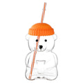 1 PCS 20 OZ Orange Little Bear Glass Straw Cup High Borosilicate Heat-resistant Glass Cup For Juice, Milk and Cold drinks