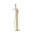 Freestanding Bathtub Faucet Tub Filler Brass Brushed Gold Floor Mount Faucets Brass Single Handle with Hand Shower High Flow