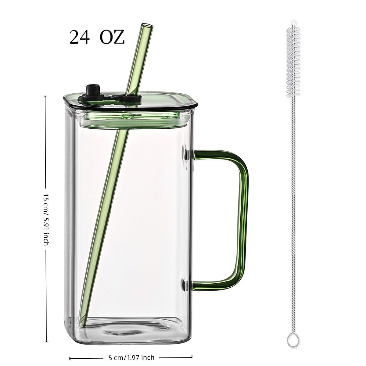 1 Pcs Pink Glass Straw Cup, 4 Colors Square Glass Cup With Straw And Lid, High Borosilicate Glass Cup, Milk Cup, Juice Cup, Cold Drink Cup, Coffee Cup, Tea Cup, Office Cup, Gift Cup