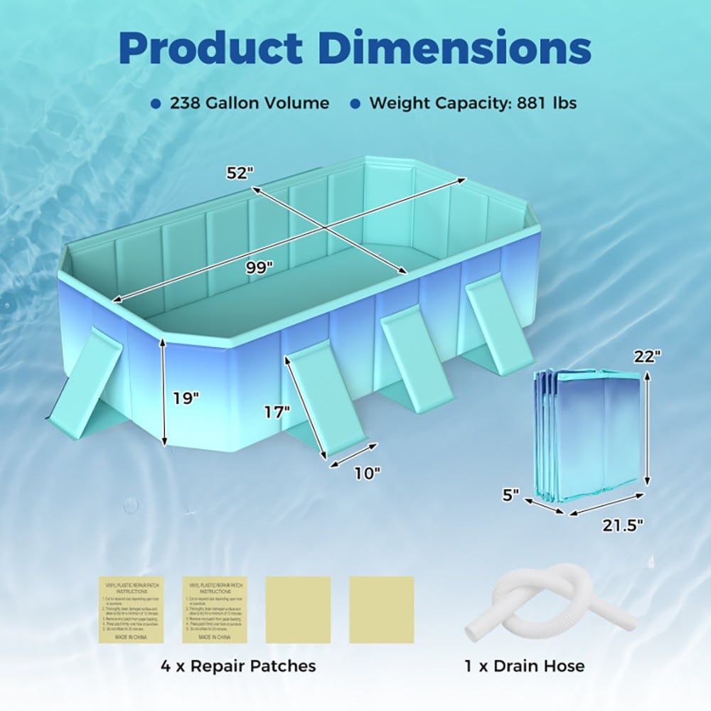 Non-Inflatable Swimming Pool Portable Around Ground Pool with 24 Wall Panels