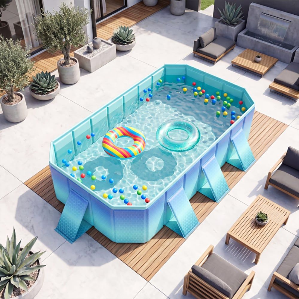 Non-Inflatable Swimming Pool Portable Around Ground Pool with 24 Wall Panels