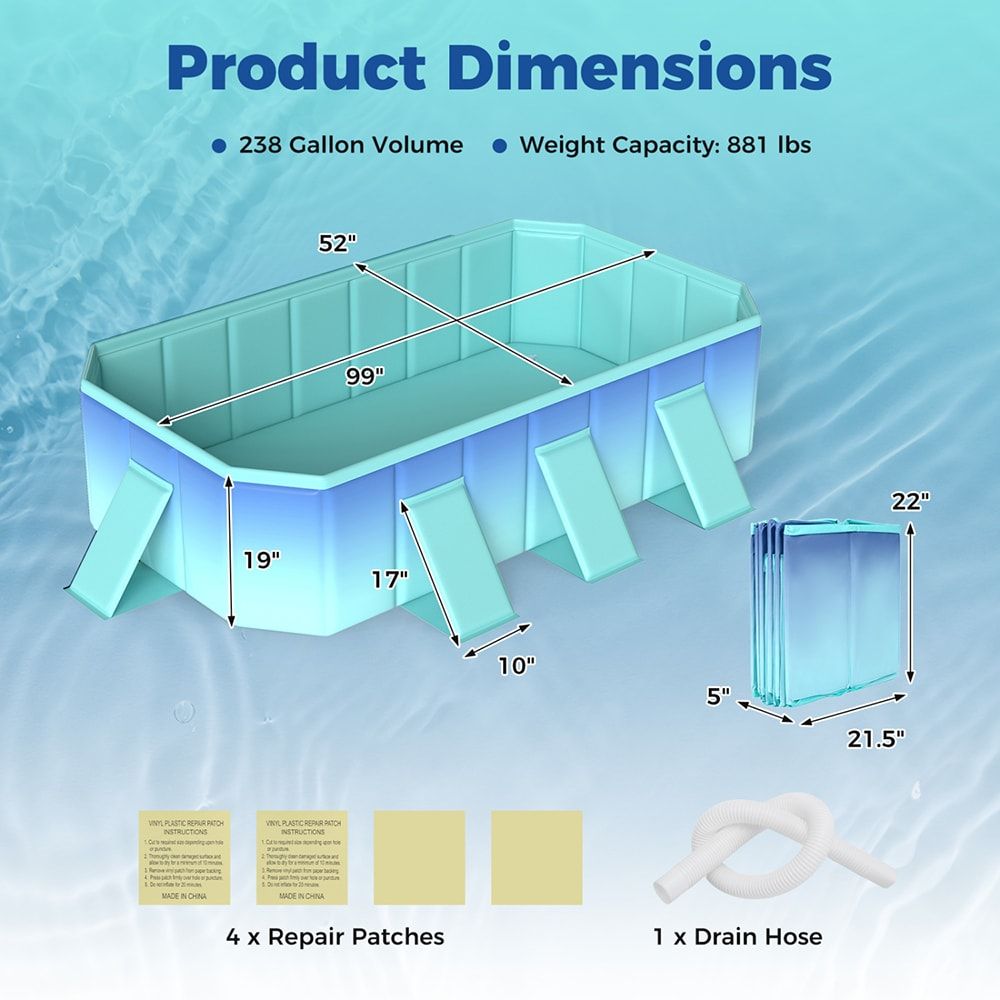 Non-Inflatable Swimming Pool Portable Around Ground Pool with 24 Wall Panels