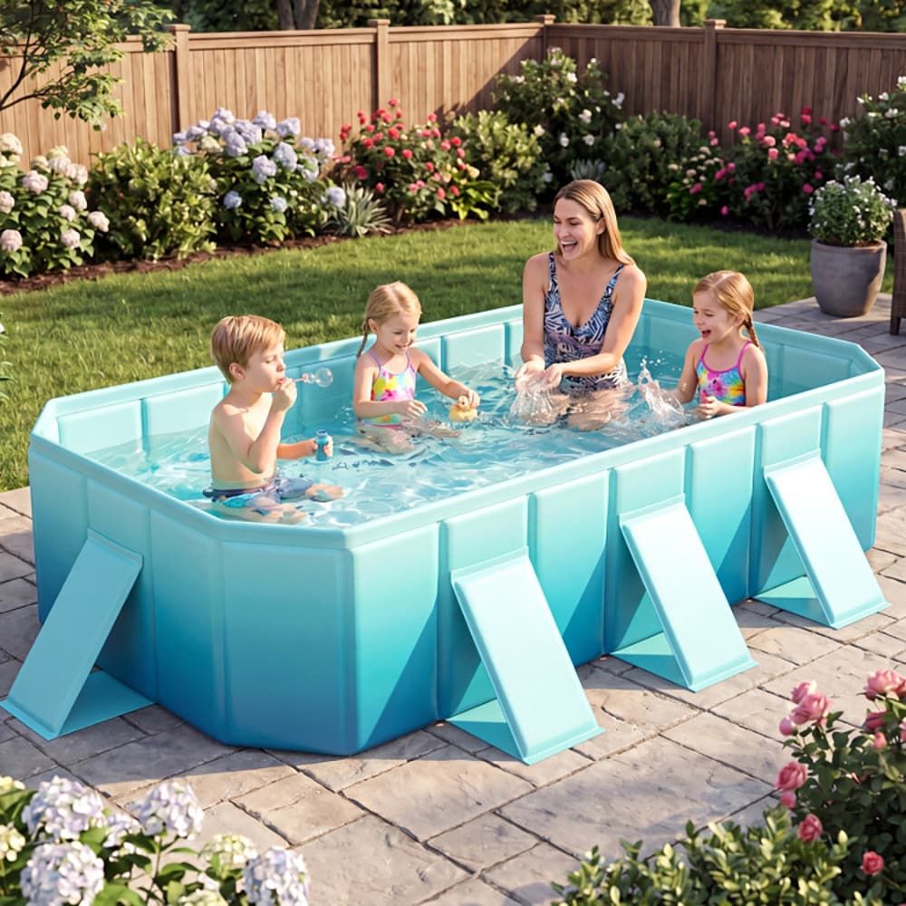Non-Inflatable Swimming Pool Portable Around Ground Pool with 24 Wall Panels