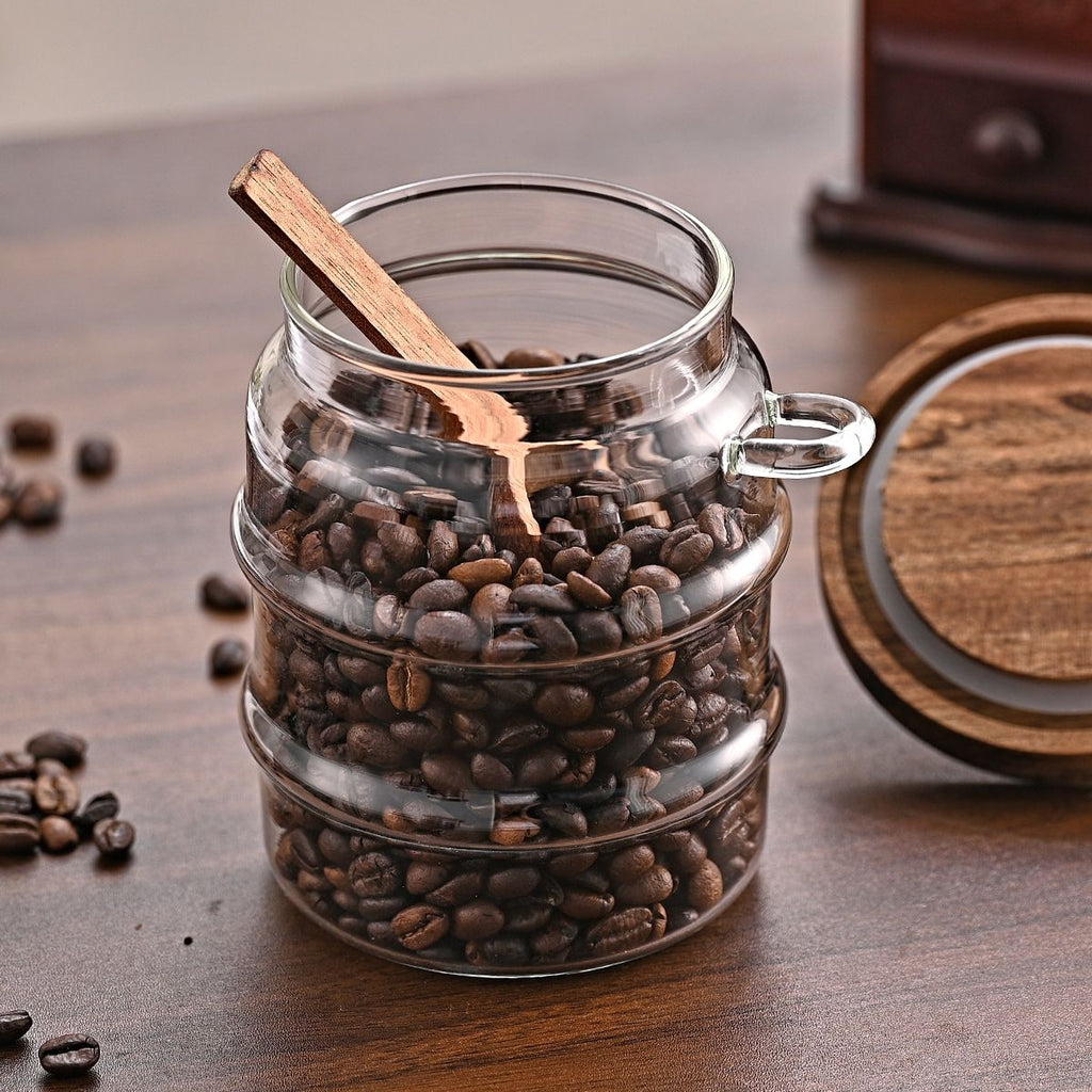 1 Pcs 15 OZ Glass Coffee Jars With Spoons, Candy Jars, Biscuit Jars, Storage Jars, Tea Jars, Snack Jars, Seasoning Jars, Salt Jars, Pepper Jars