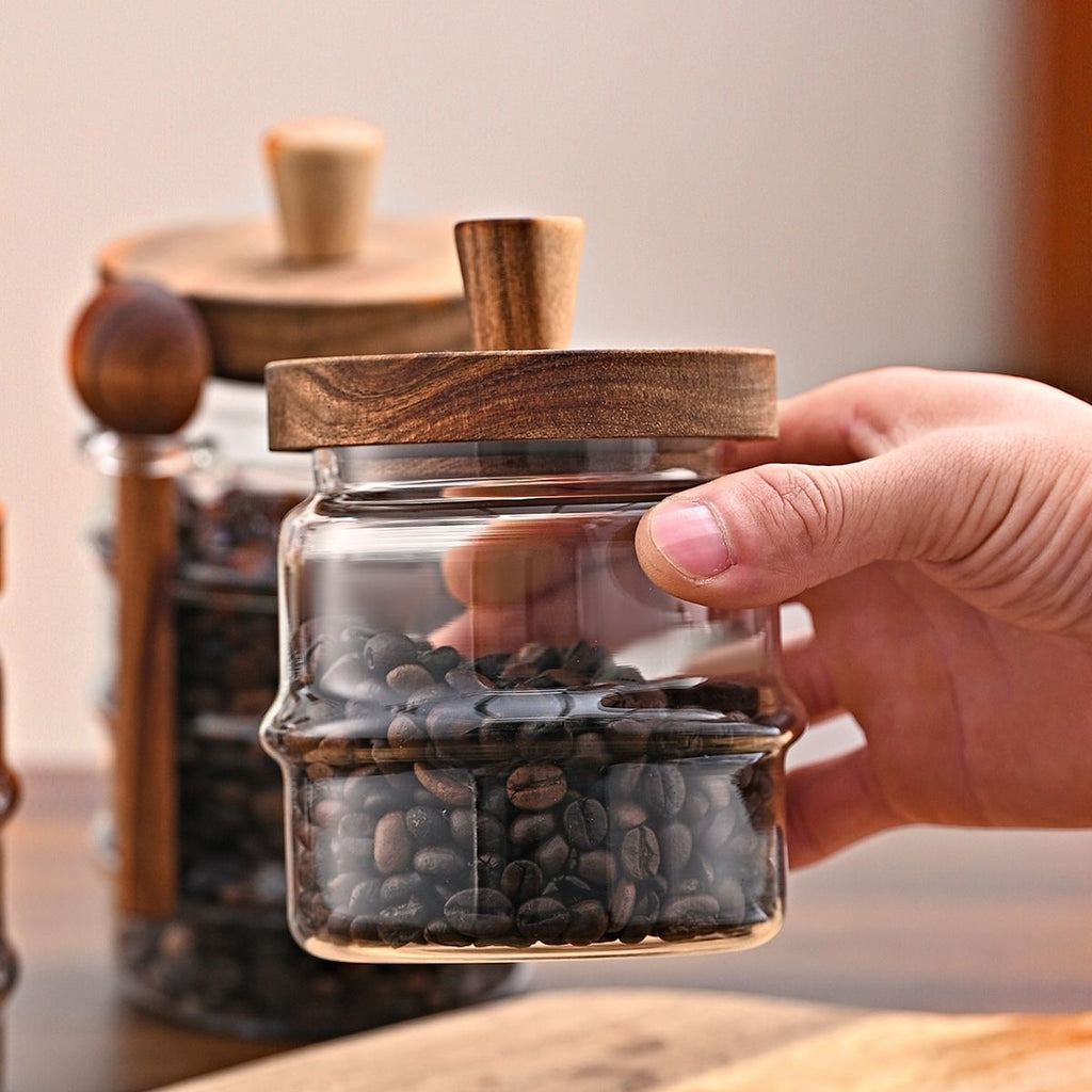 1 Pcs 15 OZ Glass Coffee Jars With Spoons, Candy Jars, Biscuit Jars, Storage Jars, Tea Jars, Snack Jars, Seasoning Jars, Salt Jars, Pepper Jars