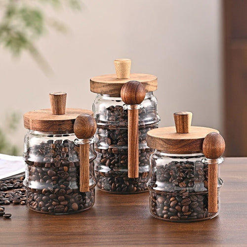 1 Pcs 15 OZ Glass Coffee Jars With Spoons, Candy Jars, Biscuit Jars, Storage Jars, Tea Jars, Snack Jars, Seasoning Jars, Salt Jars, Pepper Jars