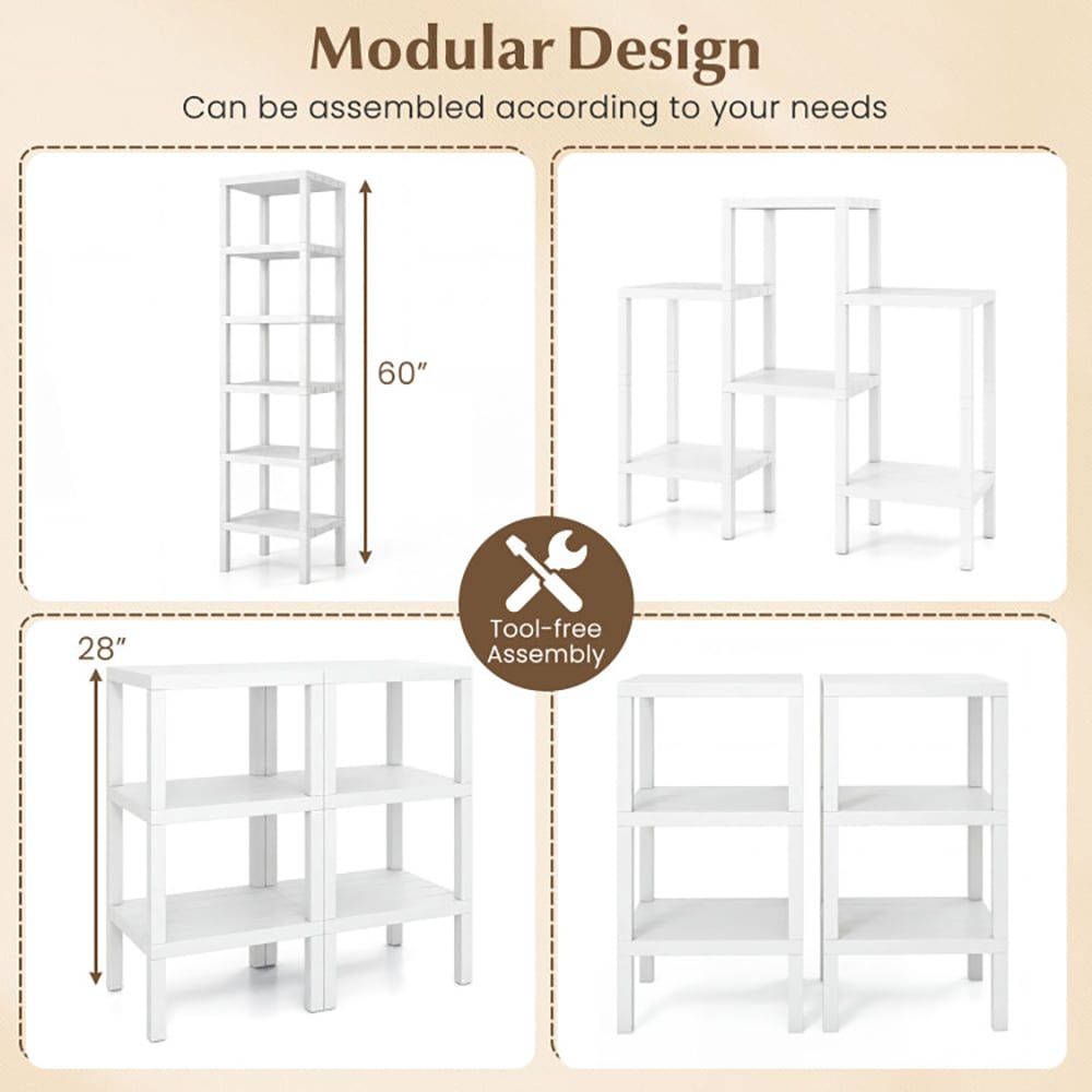 6-Tier Plastic Modular Storage Shelves for Living Room and Kitchen Quality for The Living Room, Bathroom and Kitchen