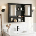 Double Door Wall-Mounted Bathroom Mirror Cabinet with Storage Shelf