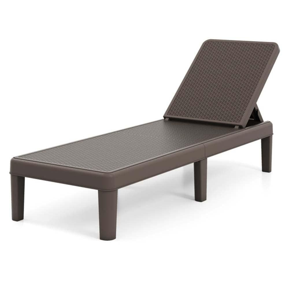 1PC Outdoor Chaise Lounger Chair with Waterproof Rattan Textured PP Surface and 330 lbs Capacity