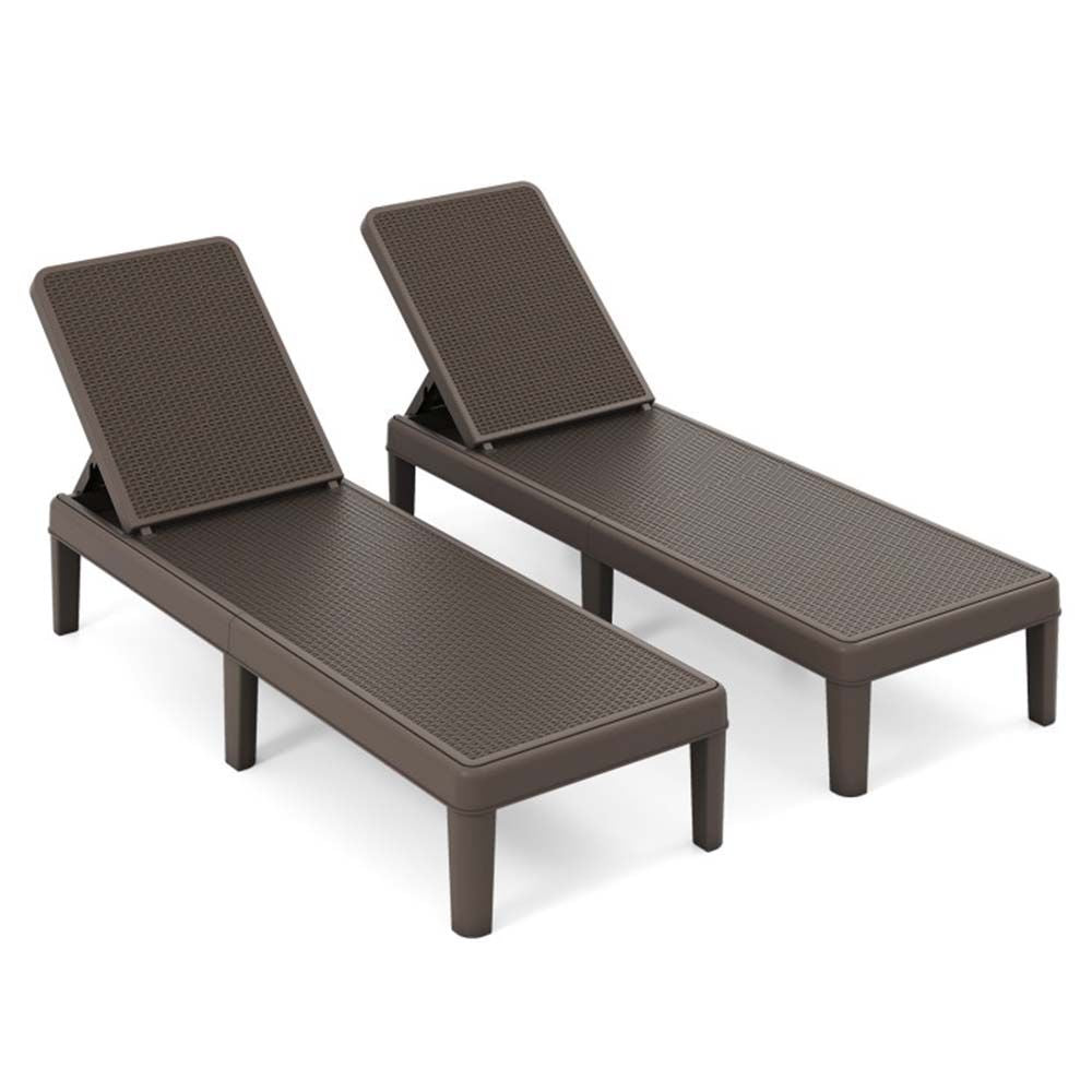 1PC Outdoor Chaise Lounger Chair with Waterproof Rattan Textured PP Surface and 330 lbs Capacity