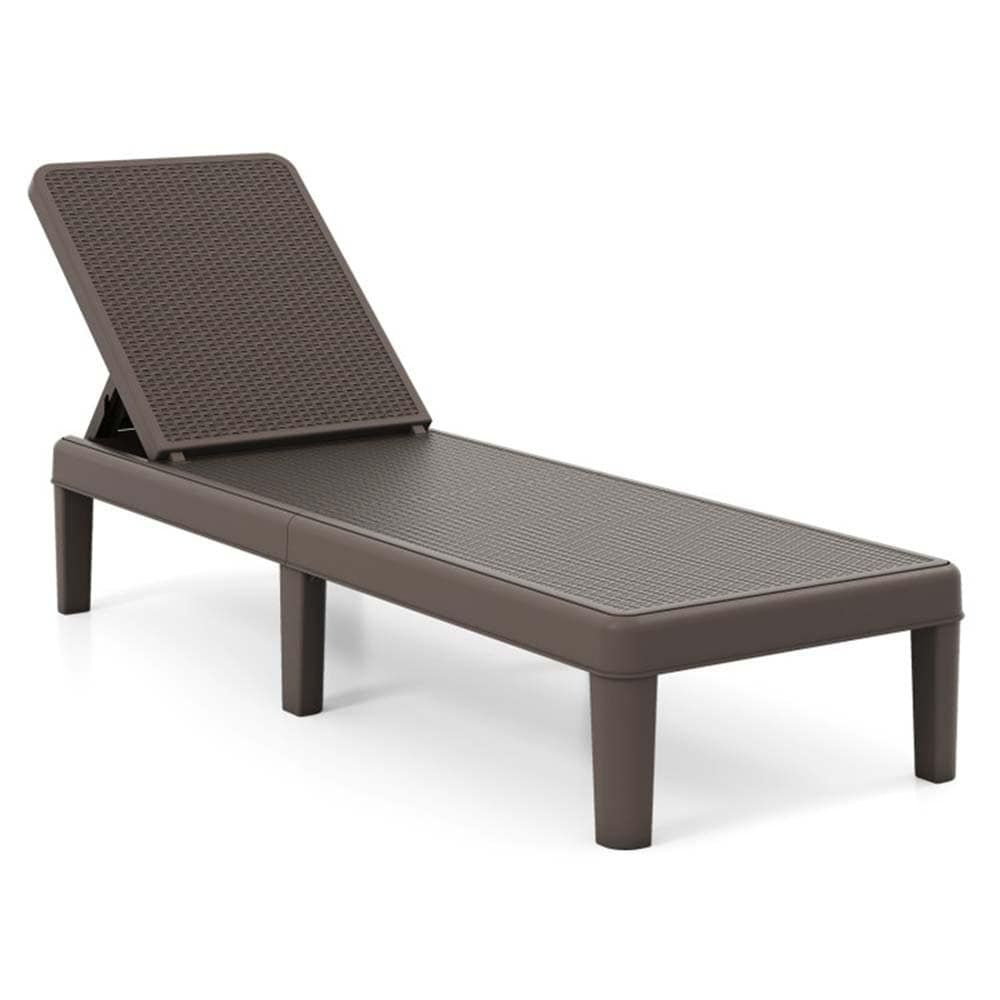 1PC Outdoor Chaise Lounger Chair with Waterproof Rattan Textured PP Surface and 330 lbs Capacity