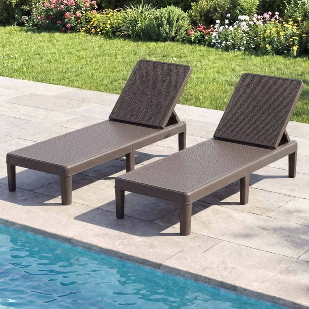 1PC Outdoor Chaise Lounger Chair with Waterproof Rattan Textured PP Surface and 330 lbs Capacity