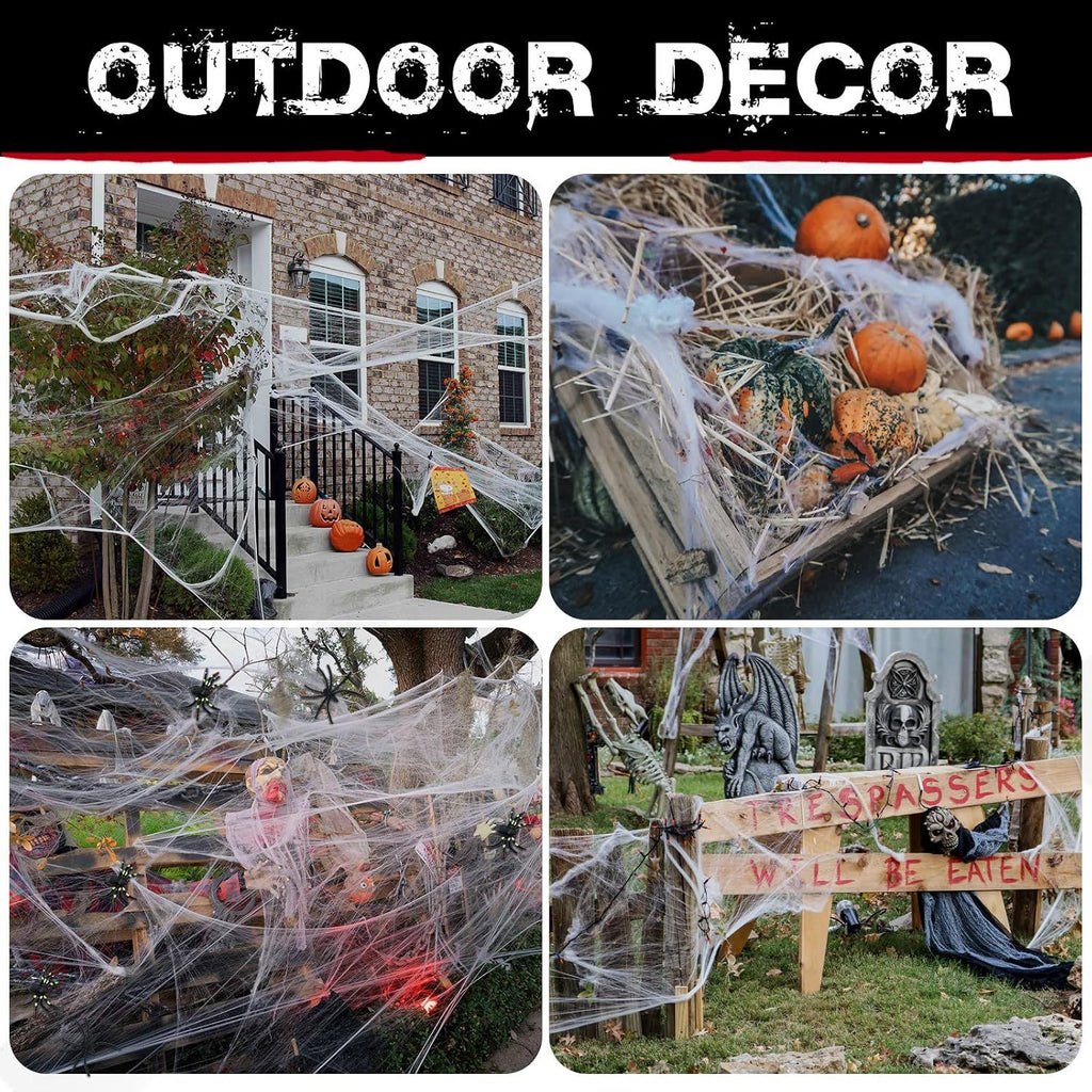 1000 sqft Spider Webs Halloween Decorations with 30 Fake Spiders