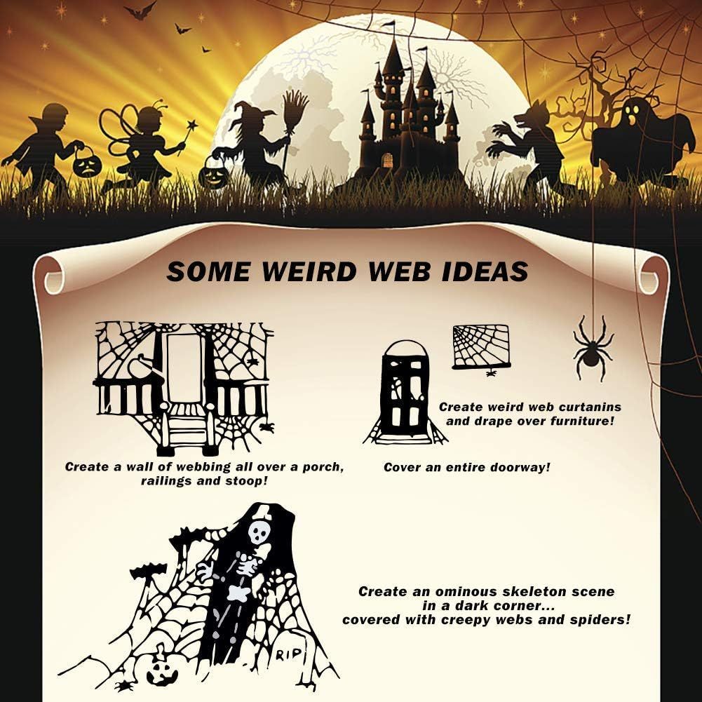 1000 sqft Spider Webs Halloween Decorations with 30 Fake Spiders
