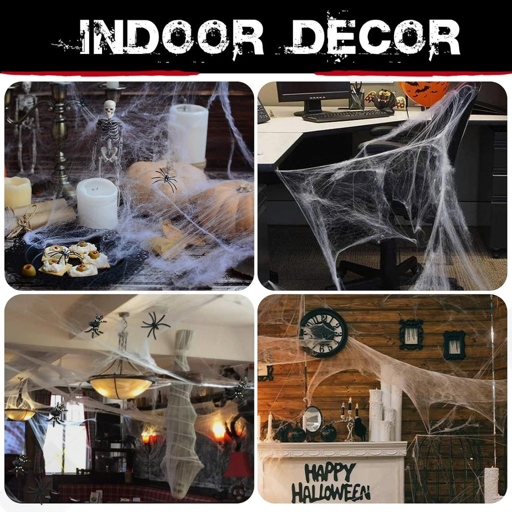 1000 sqft Spider Webs Halloween Decorations with 30 Fake Spiders